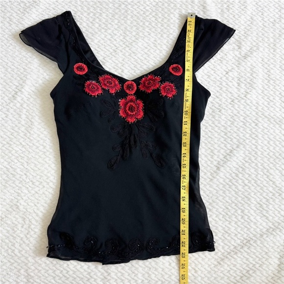 VTG Sue Wong Silk Beaded Embroidered Skirt Top 6 Black Whimsigoth Coquette Dress - Picture 11 of 17